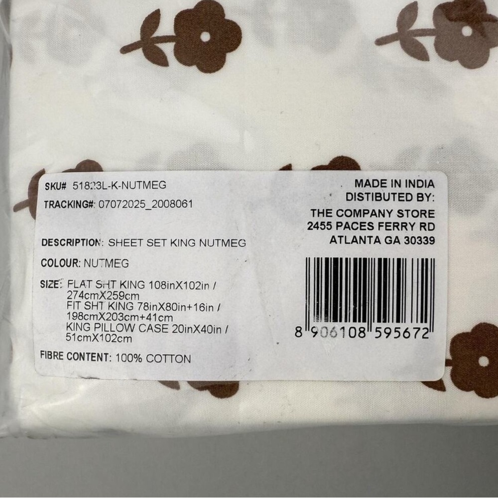 The Company Store x Heather Taylor Home King Sheet Set Nutmeg Floral Percale - Picture 6 of 8